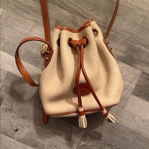 Dooney & Bourke Cream and Tan Leather Bucket Bag